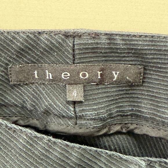 Theory Black Corduroy Dress Pants in Black Straight Leg Mid-Rise, Size 4 - Picture 3 of 9